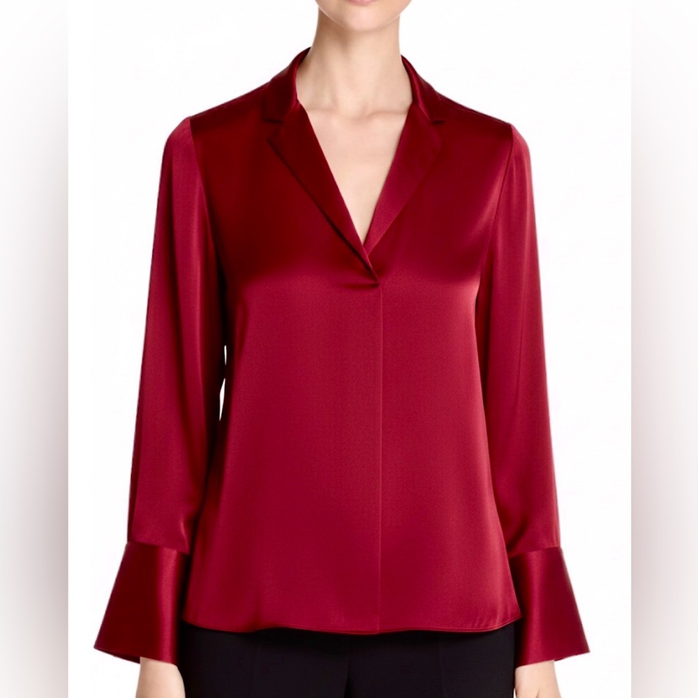 Kobi Halperin women Rebekah stretch silk blouse rnotch collar long sleeve top M